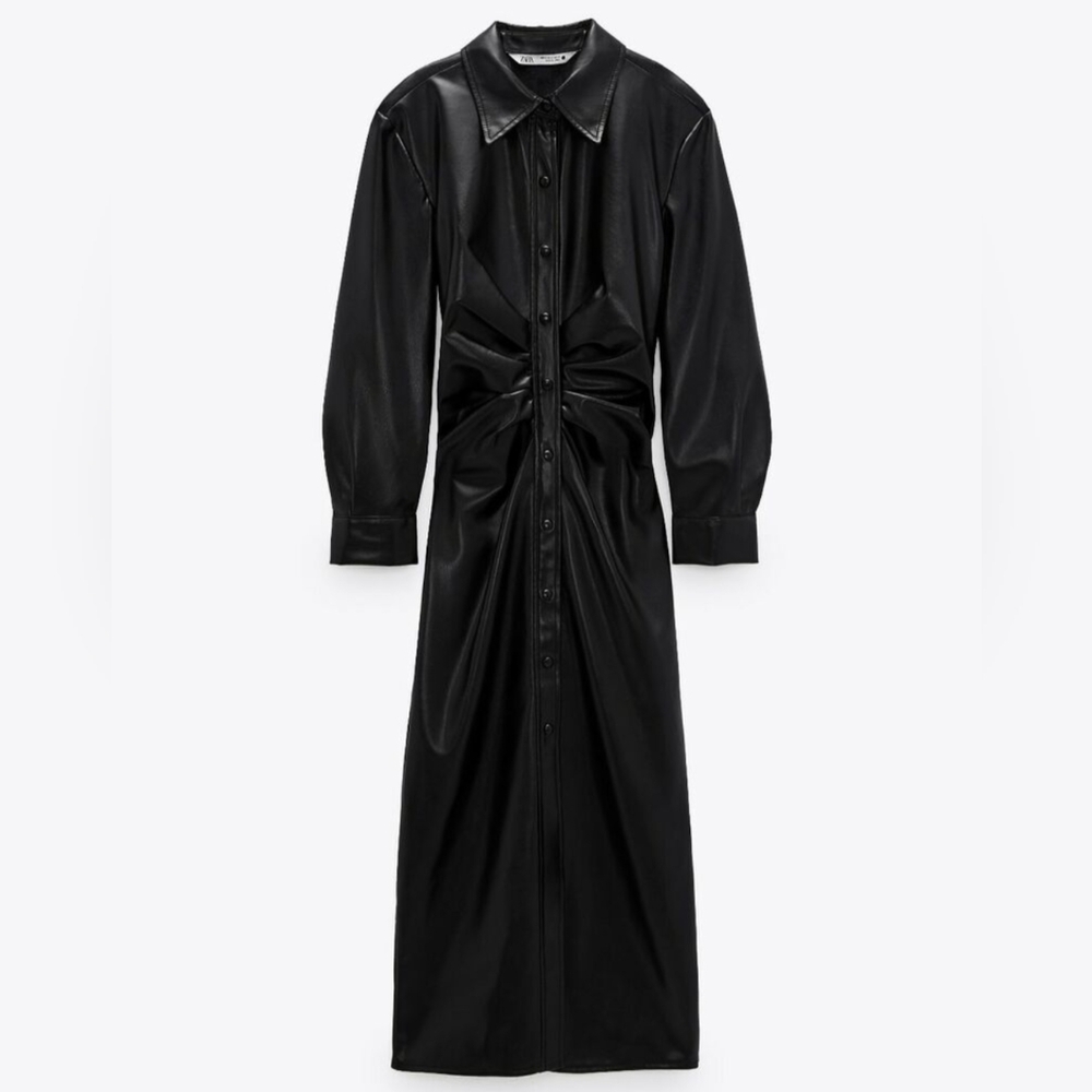 Zara black leather dress